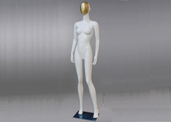 Quality Clothing Store Display Mannequins / Female Full Body Mannequins With Golden Head for sale