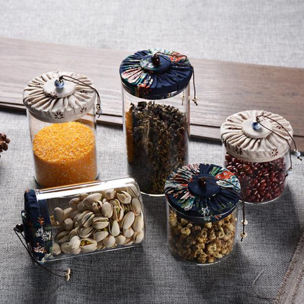 Cloth Cover Sealed Borosilicate Glass Storage Jars