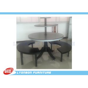 Buy cheap 3 shelves MDF boots shoes roud display stand black painted nest table from wholesalers