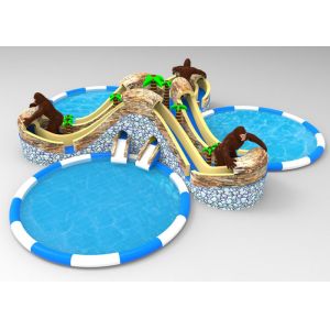 Orangutan Pool Water Slide Bounce House , Water Park Large Inflatable Water