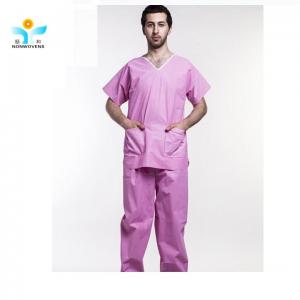 China OEM Hospital Disposable Uniform Patient Suit SMS Scrub With Blue Purple Green wholesale