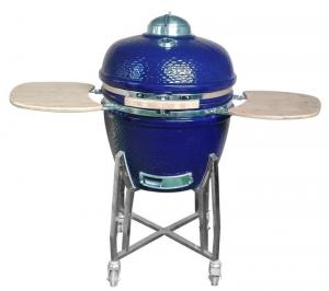 China 61cm Blue Charcoal 24 Inch Kamado Grill Bamboo Shelves And Handle wholesale