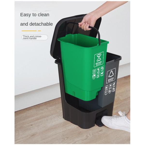 Outdoor Sanitation Household Pedal Type Dry and Wet Separation Double Bucket School Rural Plastic Sorting Trash Can