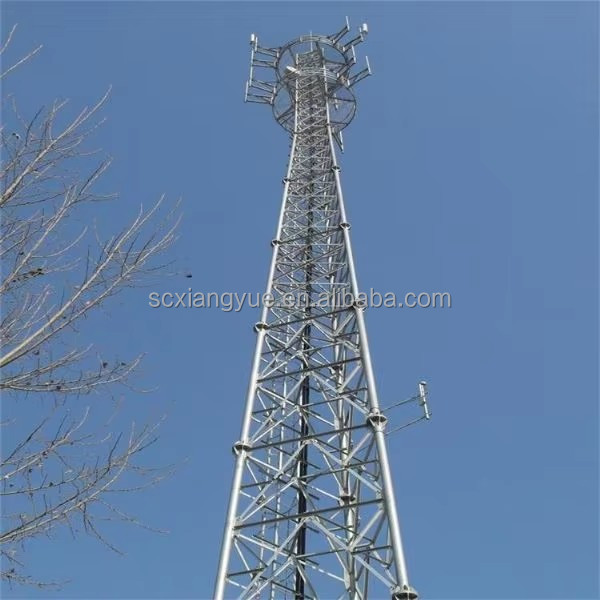 Galvanized 3 Legs Triangular Radio Mast Telecom Self Supporting Angle Steel Lattice Tube Tower
