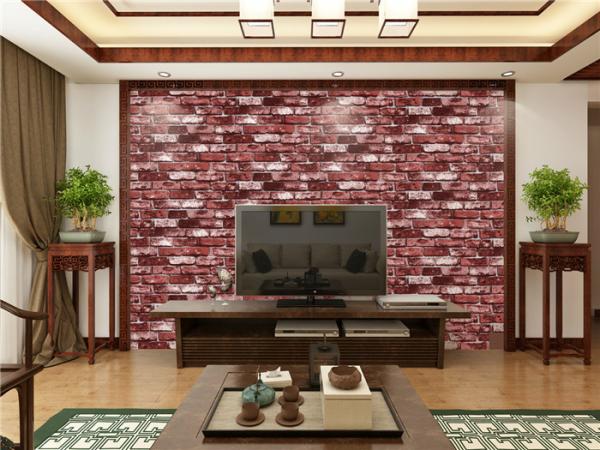Quality Fireproof Removable 3d Wallpaper For Room Wall , Red Vinyl Wall Covering for sale