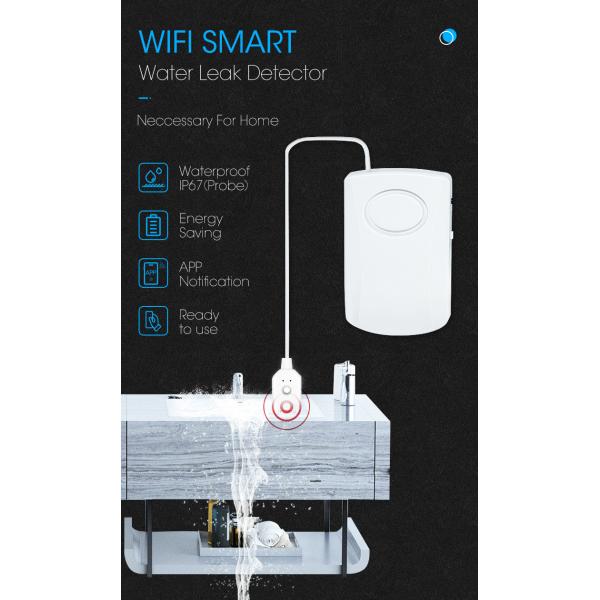 FCC Certificate Smart Home Water Leak Detector , Tuya Water Leak Sensor