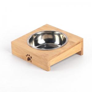 China Wooden Bowl Stand Pet Feeder with Stainless Steel Bowls wholesale