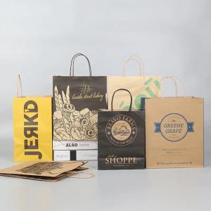 China Custom Printed Shopping Kraft Paper Bag With Handle Restaurant Fast Food Takeaway Bag wholesale