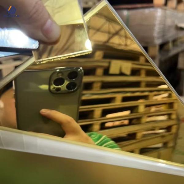 Gold Mirror Acrylic Sheet 4ft X 8ft Size Perspex Mirror Panels OEM