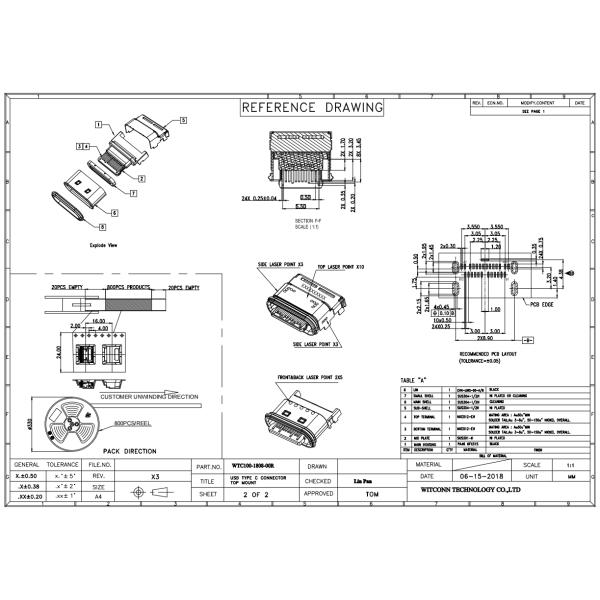 Iron USB Connectors SMT Right Angle 24 Pins Type C Female Connector