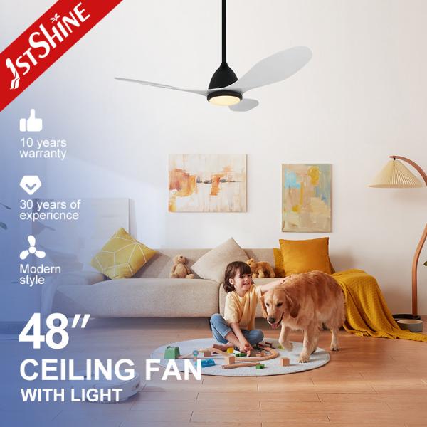 Noiseless 110V 240V Dimmable LED Ceiling Fan With 3 Colors Change Light