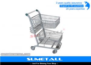 China Metal Double Basket Shopping Cart , 2 Basket Shopping Trolley For Supermarket wholesale