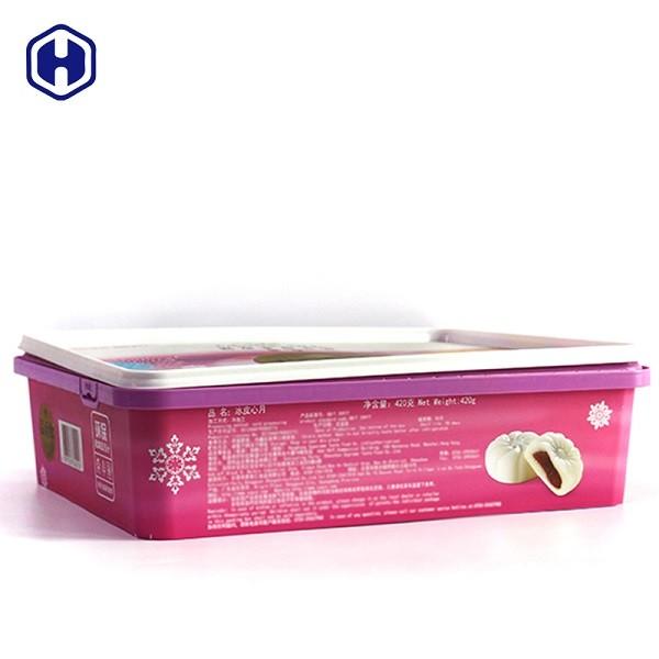 Quality Purple PP Plastic IML Box 450g  Moon Cake Packaging Customized Label for sale