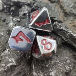 Multipurpose Tiny Metal Dice Red Dice Polyhedral Set For Dungeons And Dragons