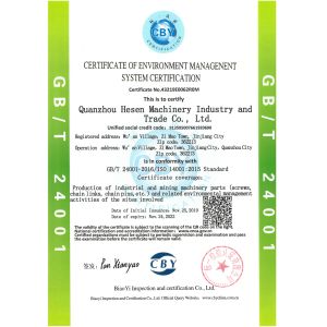 Quanzhou Hesen Machinery Industry Co., Ltd. Certifications