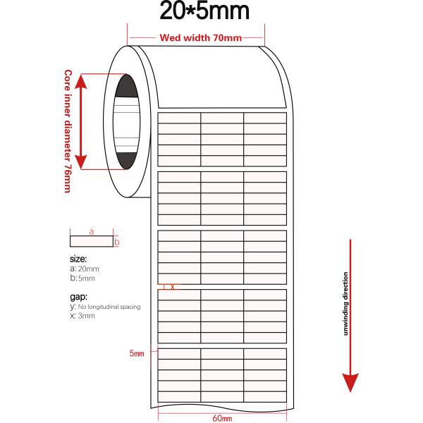 20mmx5mm 2mil White Matte High Temperature Resistant Polyimide Label