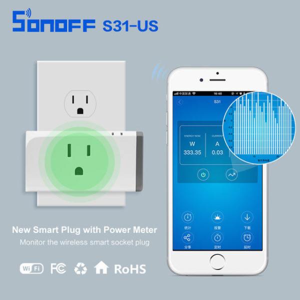 Sonoff US 16A Mini Wifi Smart Socket Home Power Consumption Measure Monitor