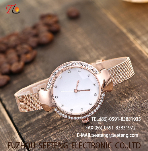 COLORFUL ALLOY STRAP AND CASE LADIES WATCHES WITH A LOTS OF DIAMOND