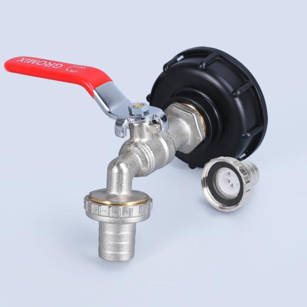 3/4'' Nickel Plating Bibcock With Red Handle Faucet Adapter For Hose Garden Water Tap