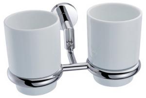 China Wall-Mounted Tumbler Holder Bathroom Hardware Collections , Double Ceramic Cup wholesale