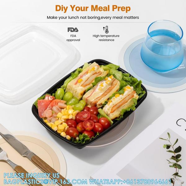 Compartment Meal Prep Container Pack - 32oz Food Storage Containers With Lids - Microwave, Freezer And Dishwasher