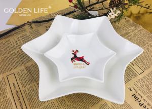 China Porcelain Hexagon plate with grid elk  X`mas design Dinner Plate Household Breakfast Snack Dishes Plate on sale