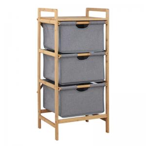 China Three Layers Bamboo Laundry Basket Bathroom Shelf Storage Waterproof With Handle wholesale