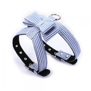 China Striped Style Dog Collars And Leashes Fully Adjustable Safe For Dog Walk wholesale