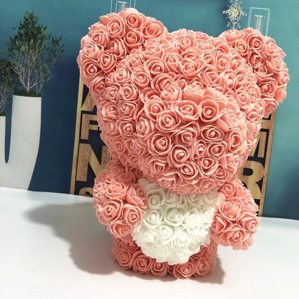 New Style Rose Bear 25 colors Available In Stock 40 cm Standing Foam/PE Rose Bear