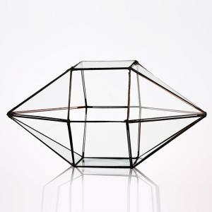China Diamond Shaped Clear Glass Vase , Durable Geometric Terrarium Glass Vases wholesale