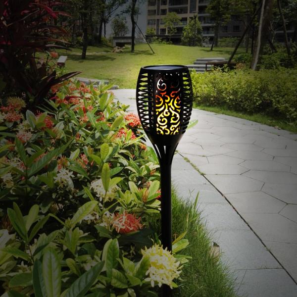 ABS Body Type Solar Powered Garden Lights Flickering Torch Waterproof Wireless