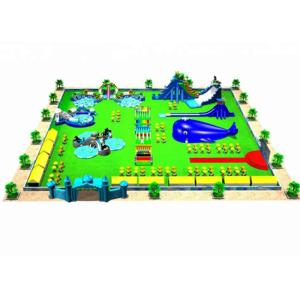 Earth - Friendly Combined Inflatable Amusement Park With Slide And Water Pool