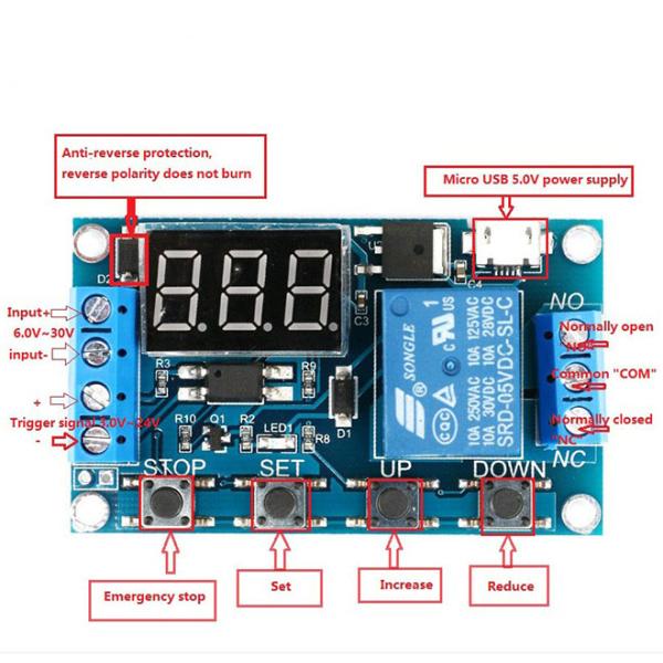 Sealed 12V Digital LED Display On/Off Timer Relay Switch Board for PCB Manufacturing