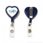 China Retractable Carabiner Badge Reels Heart Shaped With Silk Screen Print Logo for sale