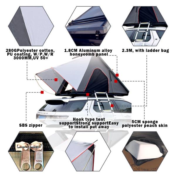 4x4 Car Camping Aluminium Hard Shell Triangle Rooftop Roof Top Tent with Ladder