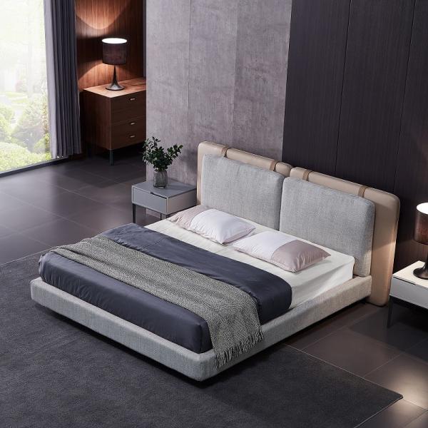 Leather Upholstered Modern Design King Size Bed