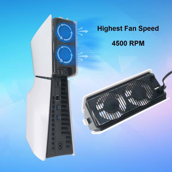 High Speed Low Noise Rear Cooling Fan for PS5 Slim Console with 2 Cooler fans