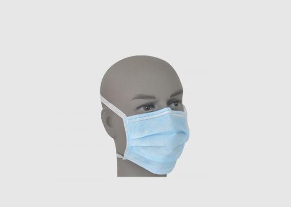 Eco Friendly Single Use Face Mask With Ties Blue Color Breathable 17 . 5 * 9 . 5CM