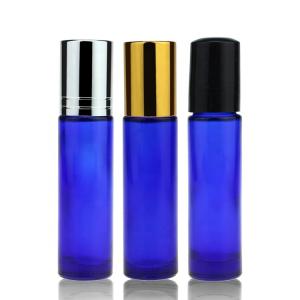 China Blue OEM Perfume Oil Roll On Bottles Screw Cap 10ml Roller Ball Bottle wholesale