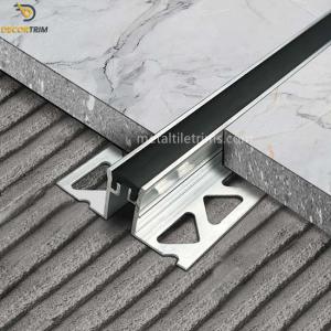 China Aluminium Satin Expansion Joint Profile With Black Rubber Insert 20mm Height on sale