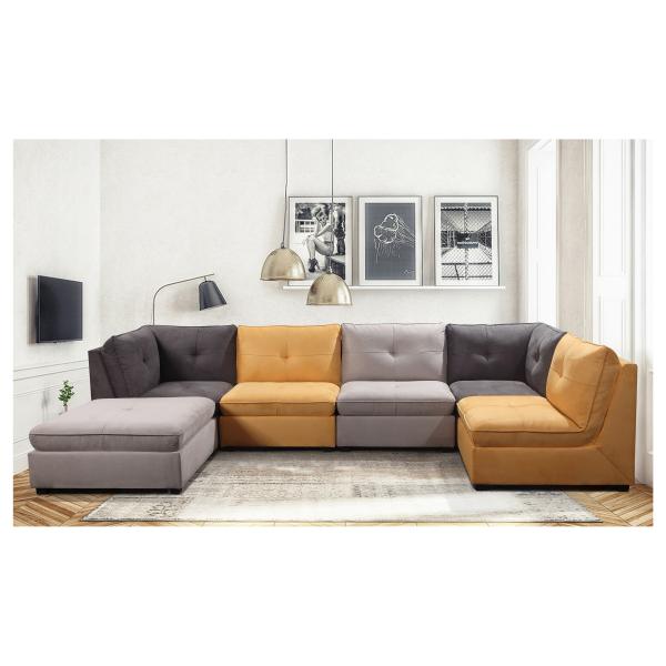 L Shape Modern Modular Sectional Sofa Anti Fading Multicolor