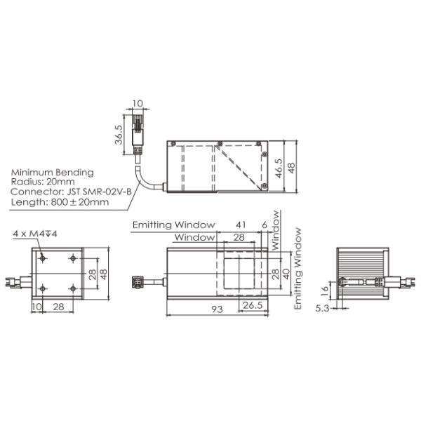 24V/3.4W 24V/5.4W DOAL Coaxial Light Source Long WD LED Arrays For Mark Positioning