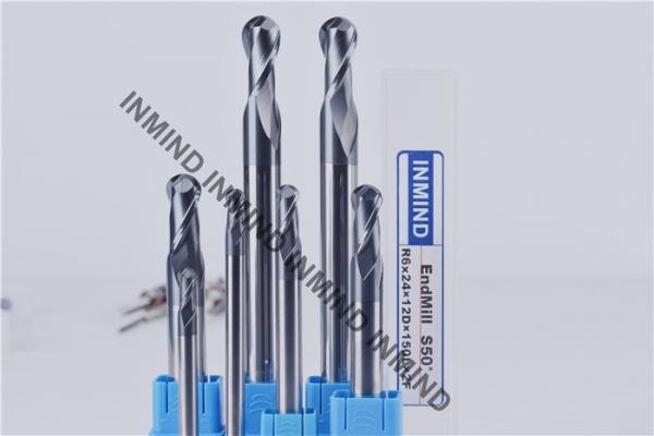 8 mm AOL 150 mm Black Surface Extra Long Carbide End Mills For Milling Quenching / Tempered Steel