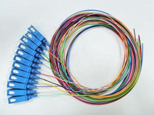 China 0.9mm Tight Buffer Fiber Optical Pigtail SC UPC Connector 12 Colors Single Model Pigtail wholesale