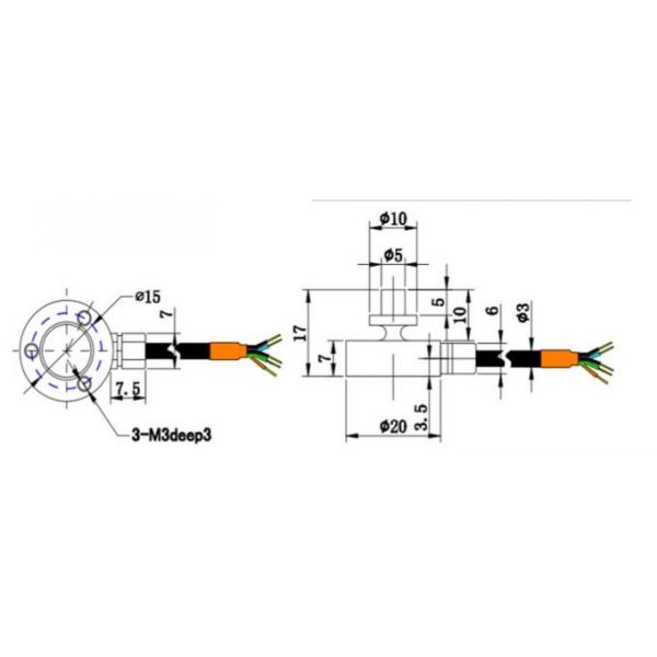 Load Cell IN-MT-020 Mini Compression Screw Tension Stainless Steel Column weight sensor 50kg C3 2mv/v