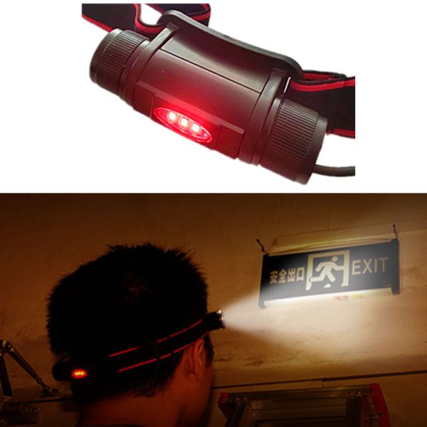 Magnetic Rechargeable High Lumen LED Headlamp Zoomable With Red Warning Lamp