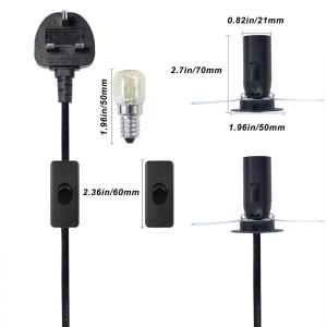 UK 3 Pin Salt Lamp Power Cord with E14 E27 Holder and Switch