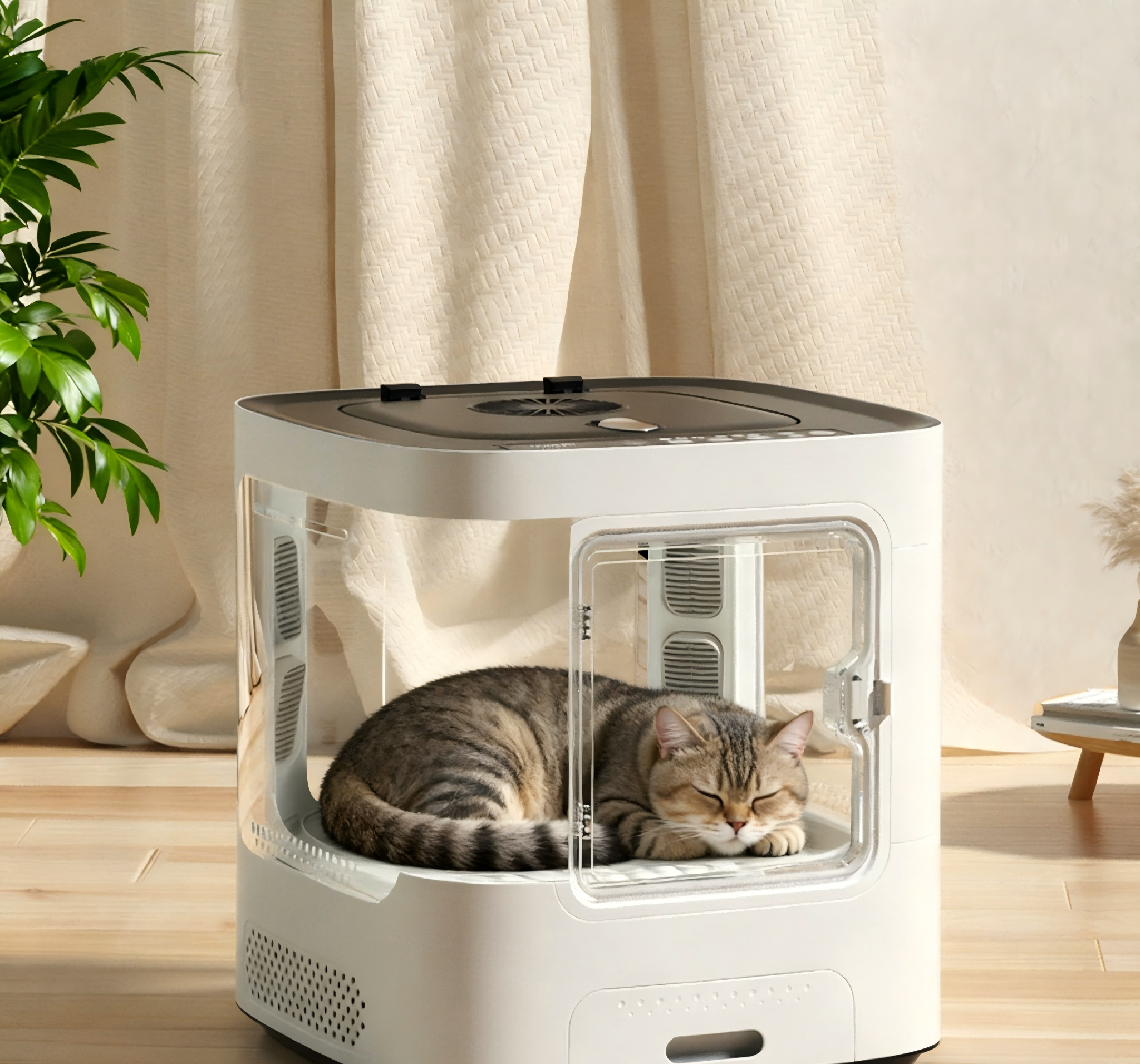 Safe Automatic Plastic Pet Drying Box with Transparent Door Temperature Control Ventilated Design Quiet Operation & Easy Clean