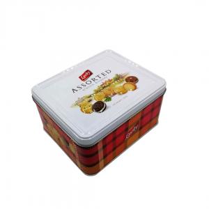 China Large Cookie Tins with Lids Wholesale Tin Cookie Boxes Custom Rectangular Tin Cans on sale