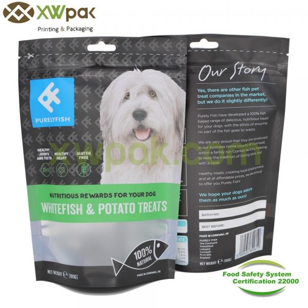 Zipper Plastic Recycle Dog Food Bags , Stand Up Resealable Dry Food Packaging Bags
